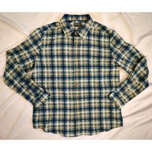 Eddie Bauer Button Down Shirt Outdoor Men's Stretch  Green Check Long Sleeve M